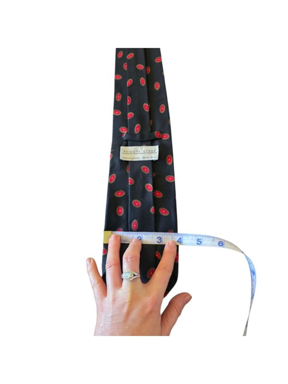 Private Stock Italian Silk Tie Vintage Black Red Gold Medallion Geometric Luxury - Picture 6 of 11